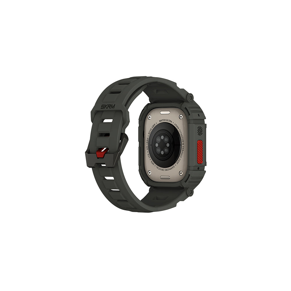 Apple Watch Ultra 49mm Skinarma Mecha 2in1 TPU Kasa Koruyucu + Silikon Kordon Yeşil