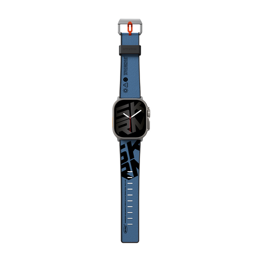 Apple Watch Ultra 49mm SkinArma Spunk Serisi PU Deri Kordon Mavi