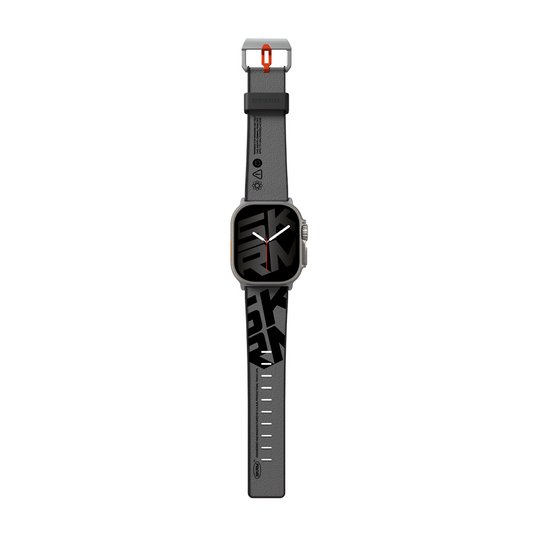 Apple Watch Ultra 49mm SkinArma Spunk Serisi PU Deri Kordon Gri