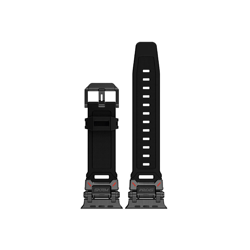 Apple Watch Ultra 49mm SkinArma Titon Serisi Hava Alabilen Delikli Silikon Kordon Siyah