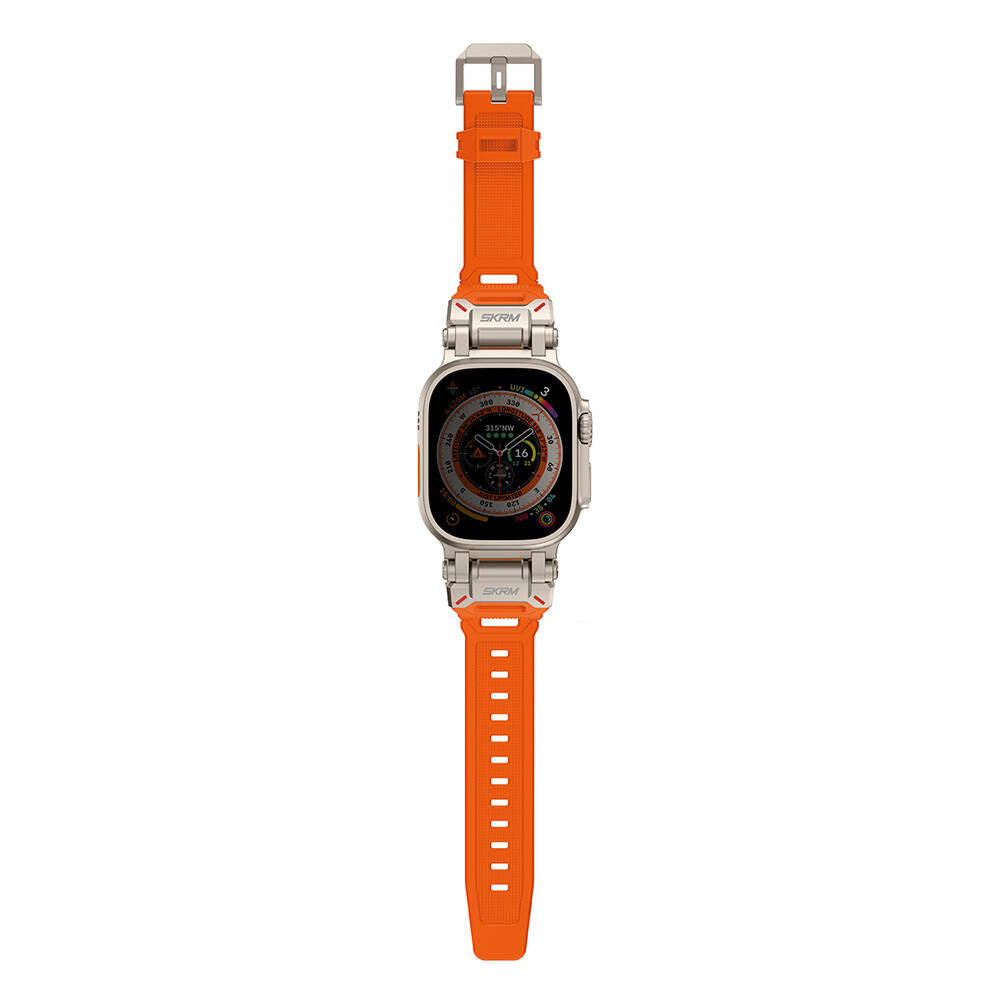 Apple Watch Ultra 49mm SkinArma Titon Serisi Hava Alabilen Delikli Silikon Kordon Siyah