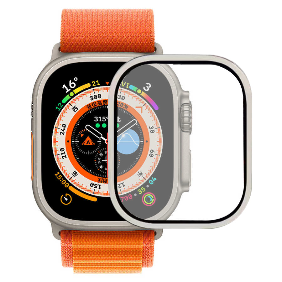 Apple Watch Ultra 49mm Zore ALM-02 Metal Çerçeveli Ekran Koruyucu