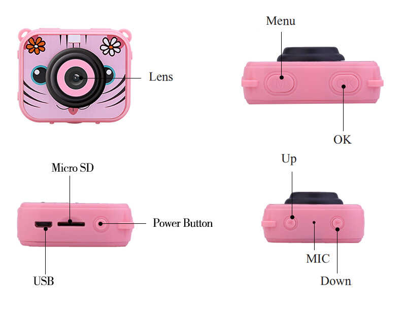 Ausek AT-G20G Çocuk Fotoğraf Makinası Pembe