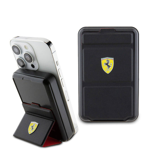 Ferrari 973WP Orjinal Lisanslı M-safe Şarj Özellikli Standlı Metal Logolu Powerbank 10.000mAh Siyah