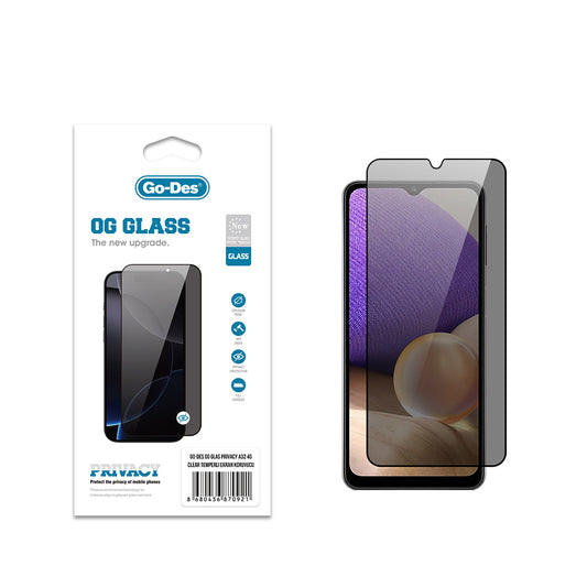 Galaxy A32 4G Go Des OG Glass Privacy Antistatik Temperli Cam Ekran Koruyucu Siyah