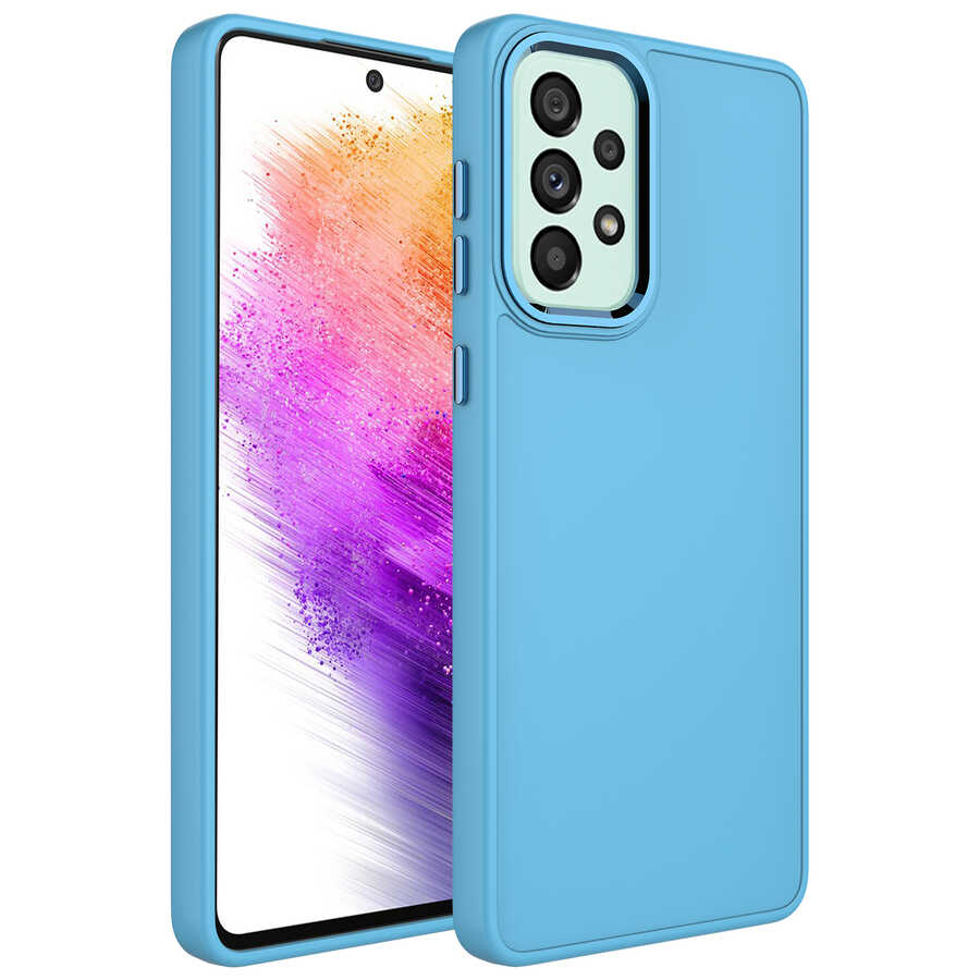 Galaxy A33 5G Kılıf Metal Çerçeve ve Buton Tasarımlı Silikon Zore Luna Kapak