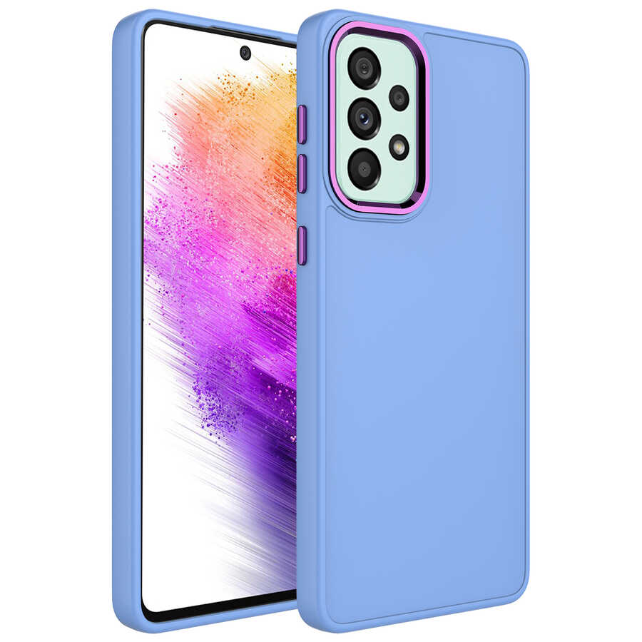 Galaxy A53 5G Kılıf Metal Çerçeve ve Buton Tasarımlı Silikon Zore Luna Kapak