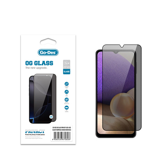 Galaxy A55 Go Des OG Glass Privacy Antistatik Temperli Cam Ekran Koruyucu Siyah