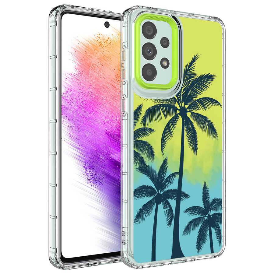 Galaxy A73 Kılıf Kamera Korumalı Renkli Desenli Sert Silikon Zore Korn Kapak