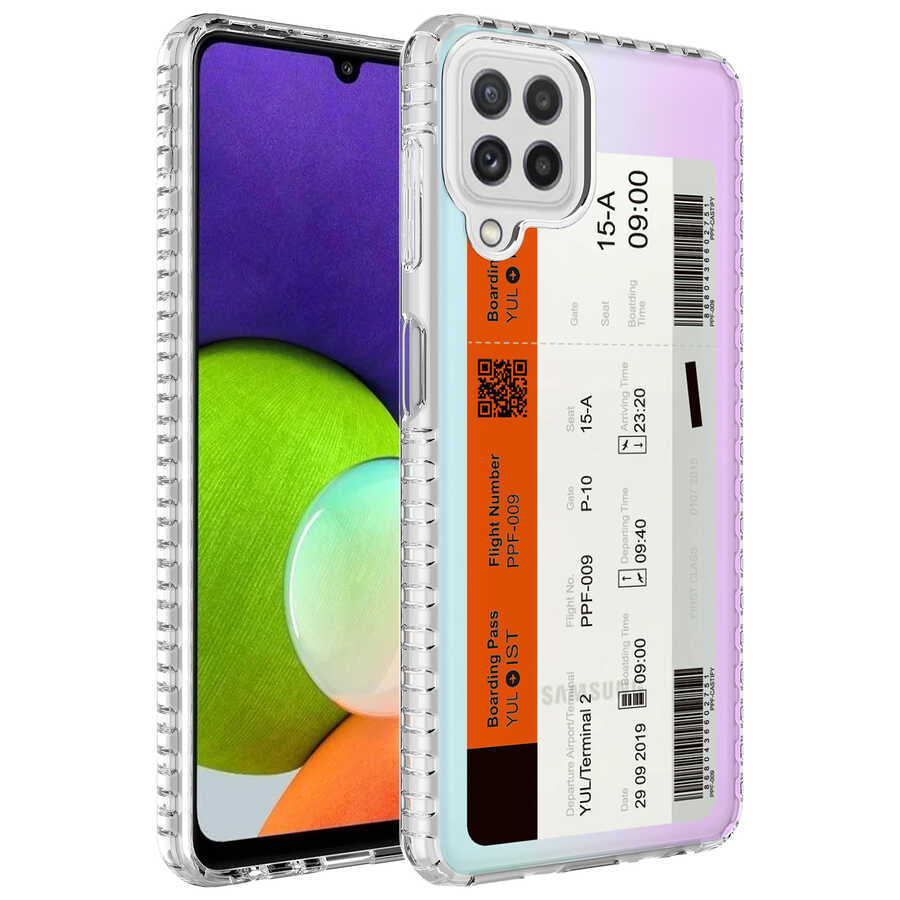 Galaxy M22 Kılıf Airbag Kenarlı Renkli Desenli Silikon Zore Elegans Kapak