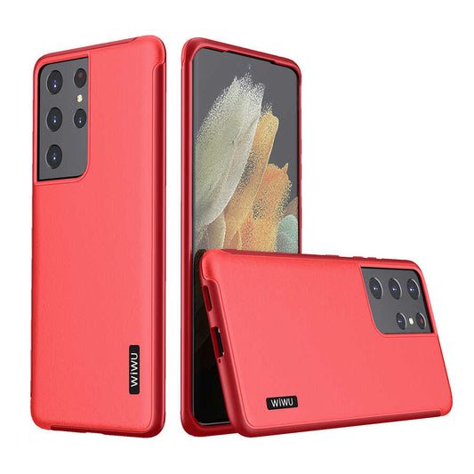 Galaxy S21 Ultra Kılıf Wiwu Sand Stone Kapak Kırmızı