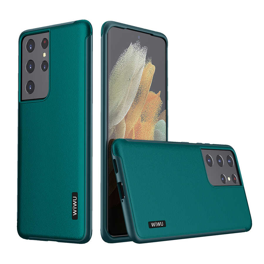 Galaxy S21 Ultra Kılıf Wiwu Sand Stone Kapak Yeşil