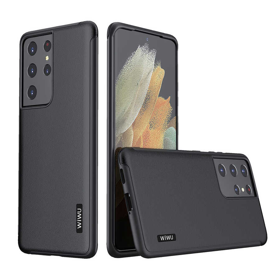 Galaxy S21 Ultra Kılıf Wiwu Sand Stone Kapak Siyah