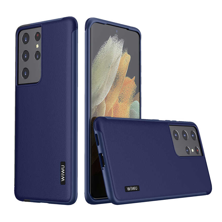 Galaxy S21 Ultra Kılıf Wiwu Sand Stone Kapak Mavi