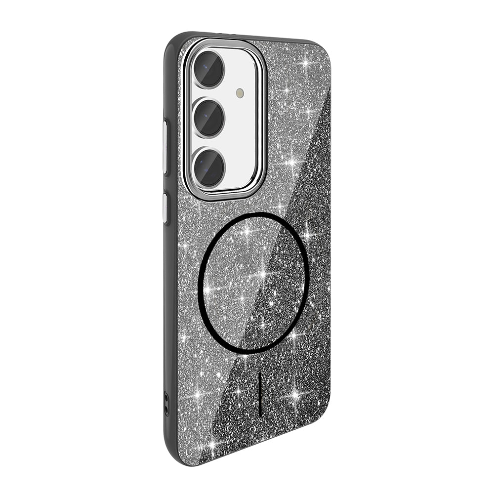 Galaxy S23 FE Kılıf M-safe Şarj Özellikli Parlayan Simli Zore Okso Kapak