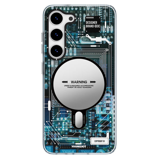 Galaxy S23 Kılıf M-safe Şarj Özellikli YoungKit Technology Serisi Kapak Siyah