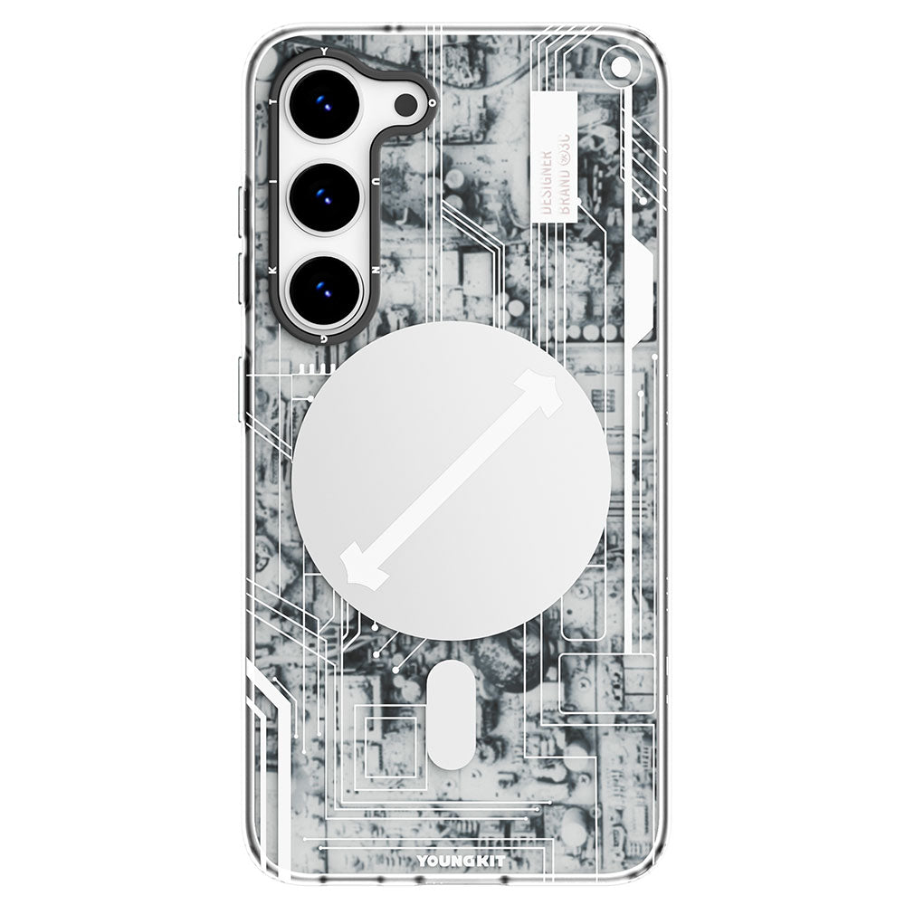 Galaxy S23 Plus Kılıf M-safe Şarj Özellikli YoungKit Technology Serisi Kapak Beyaz