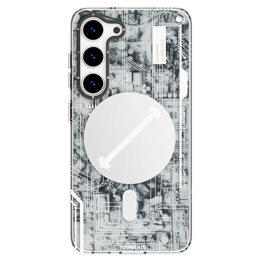 Galaxy S23 Plus Kılıf M-safe Şarj Özellikli YoungKit Technology Serisi Kapak Beyaz