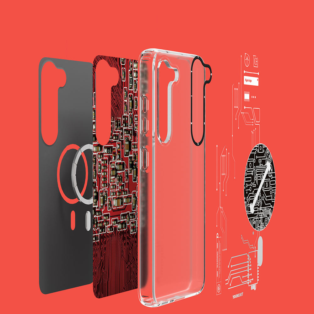Galaxy S23 Plus Kılıf M-safe Şarj Özellikli YoungKit Technology Serisi Kapak Siyah