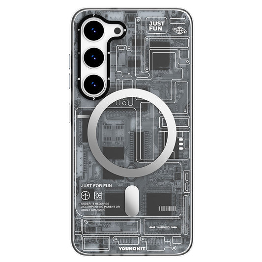 Galaxy S23 Plus Kılıf M-safe Şarj Özellikli YoungKit Technology Serisi Kapak Siyah