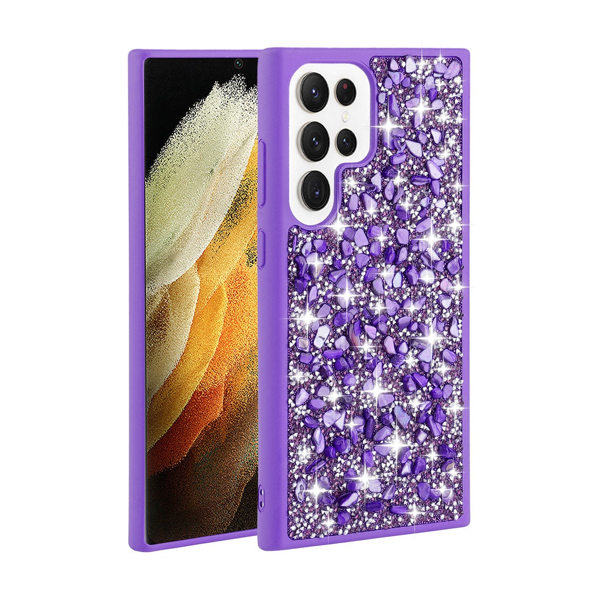 Galaxy S23 Ultra Kılıf Parlak Taşlı Tasarım Zore Linea Kapak