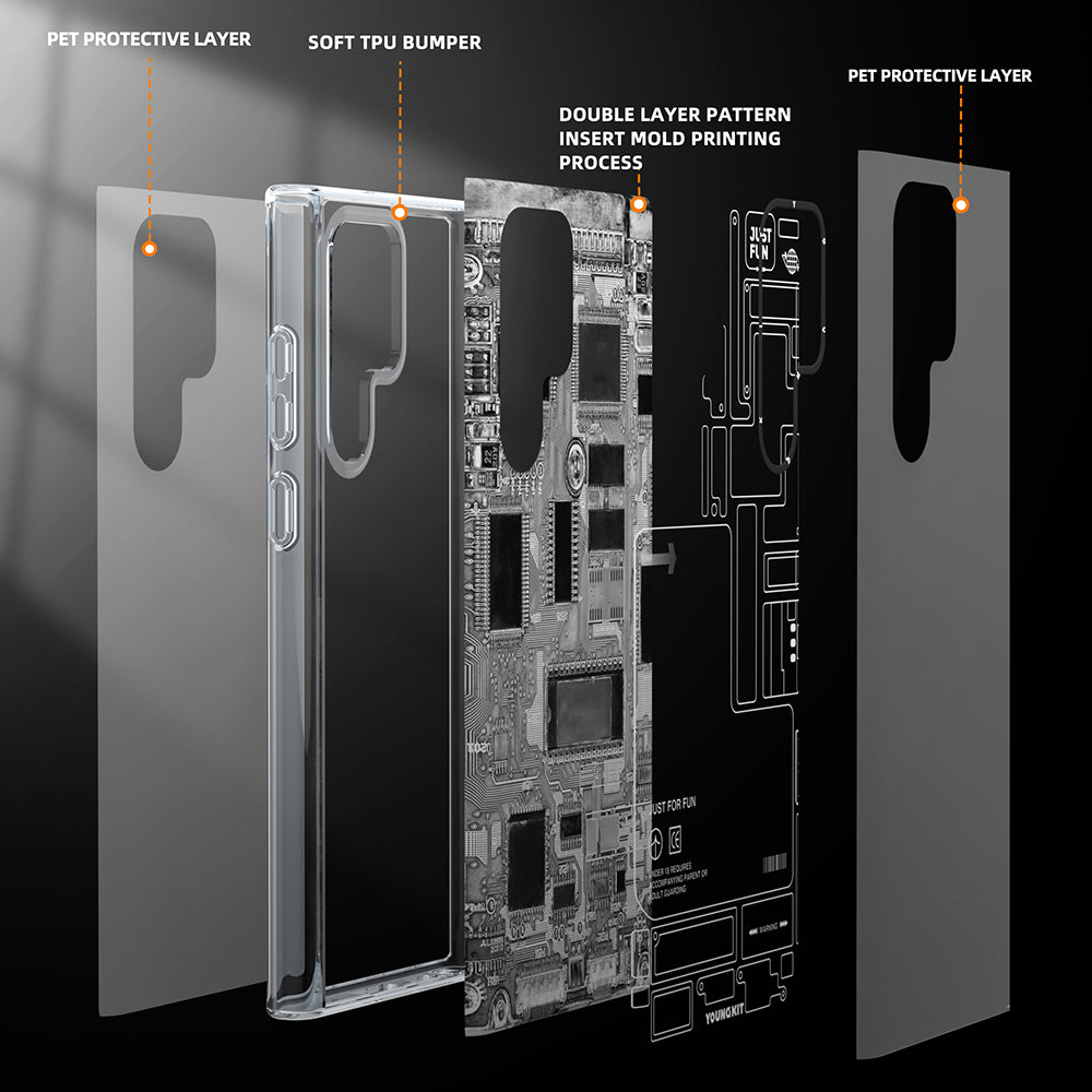 Galaxy S23 Ultra Kılıf YoungKit Technology Serisi Kapak Kırmızı