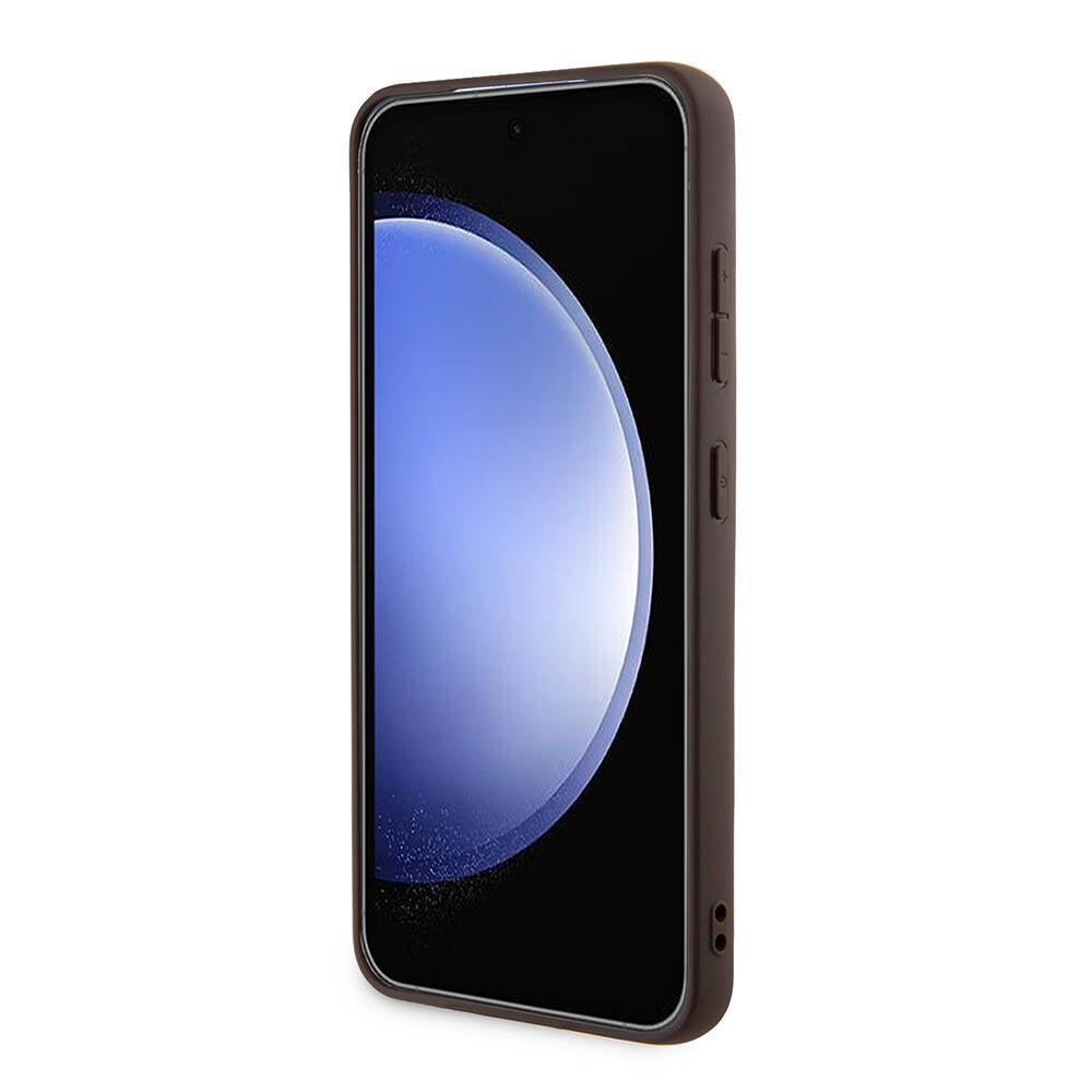 Galaxy S24 Kılıf Guess Orjinal Lisanslı M-safe Şarj Özellikli PU Halkalı 4G Desenli Yazı Logolu Kapak Siyah