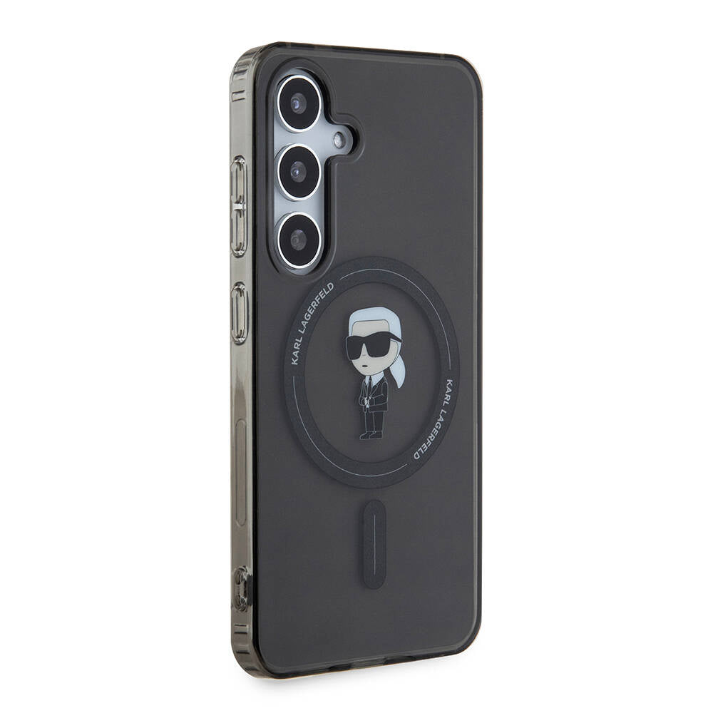 Galaxy S24 Kılıf Karl Lagerfeld Orjinal Lisanslı M-safe Şarj Özellikli Karl Head IML Baskılı Kapak Siyah