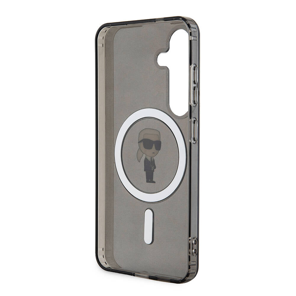 Galaxy S24 Kılıf Karl Lagerfeld Orjinal Lisanslı M-safe Şarj Özellikli Karl Head IML Baskılı Kapak Siyah