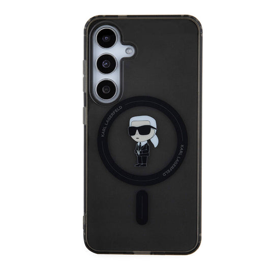 Galaxy S24 Kılıf Karl Lagerfeld Orjinal Lisanslı M-safe Şarj Özellikli Karl Head IML Baskılı Kapak Siyah