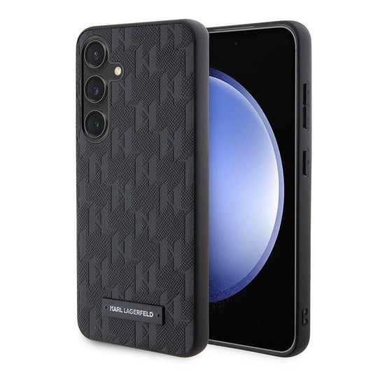 Galaxy S24 Kılıf Karl Lagerfeld Orjinal Lisanslı Saffiano Monogram Metal Logo Kapak Gri