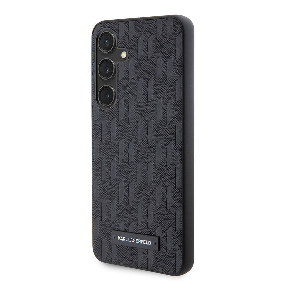 Galaxy S24 Kılıf Karl Lagerfeld Orjinal Lisanslı Saffiano Monogram Metal Logo Kapak Gri
