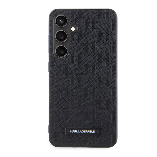 Galaxy S24 Kılıf Karl Lagerfeld Orjinal Lisanslı Saffiano Monogram Metal Logo Kapak Siyah