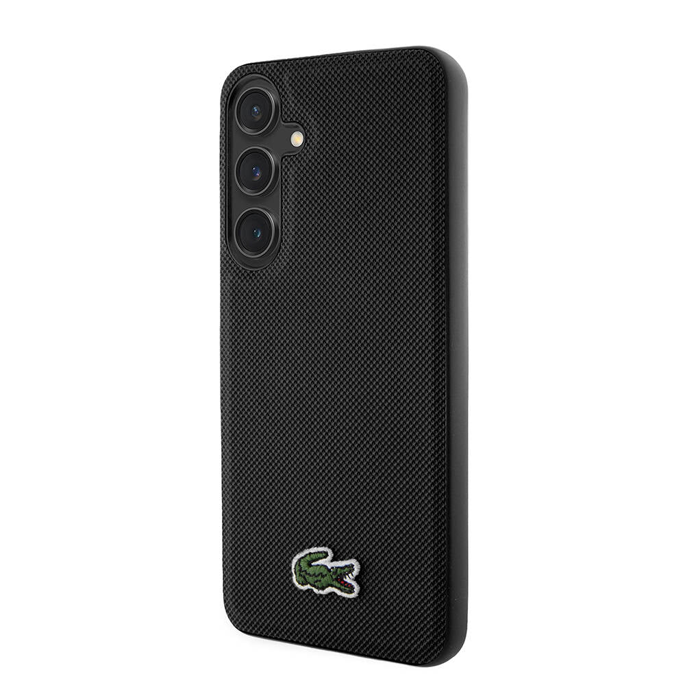 Galaxy S24 Kılıf Lacoste Orjinal Lisanslı PU Pike Desenli Arka Yüzey İkonik Timsah Dokuma Logolu Kapak Lacivert