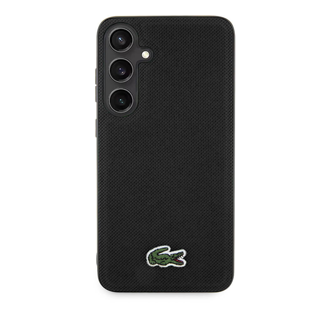 Galaxy S24 Kılıf Lacoste Orjinal Lisanslı PU Pike Desenli Arka Yüzey İkonik Timsah Dokuma Logolu Kapak Lacivert
