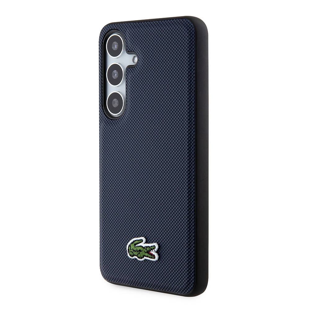 Galaxy S24 Kılıf Lacoste Orjinal Lisanslı PU Pike Desenli Arka Yüzey İkonik Timsah Dokuma Logolu Kapak Lacivert