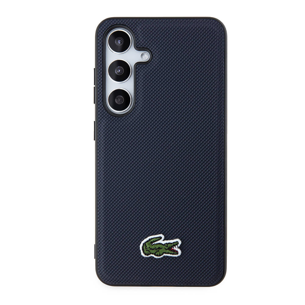 Galaxy S24 Kılıf Lacoste Orjinal Lisanslı PU Pike Desenli Arka Yüzey İkonik Timsah Dokuma Logolu Kapak Lacivert