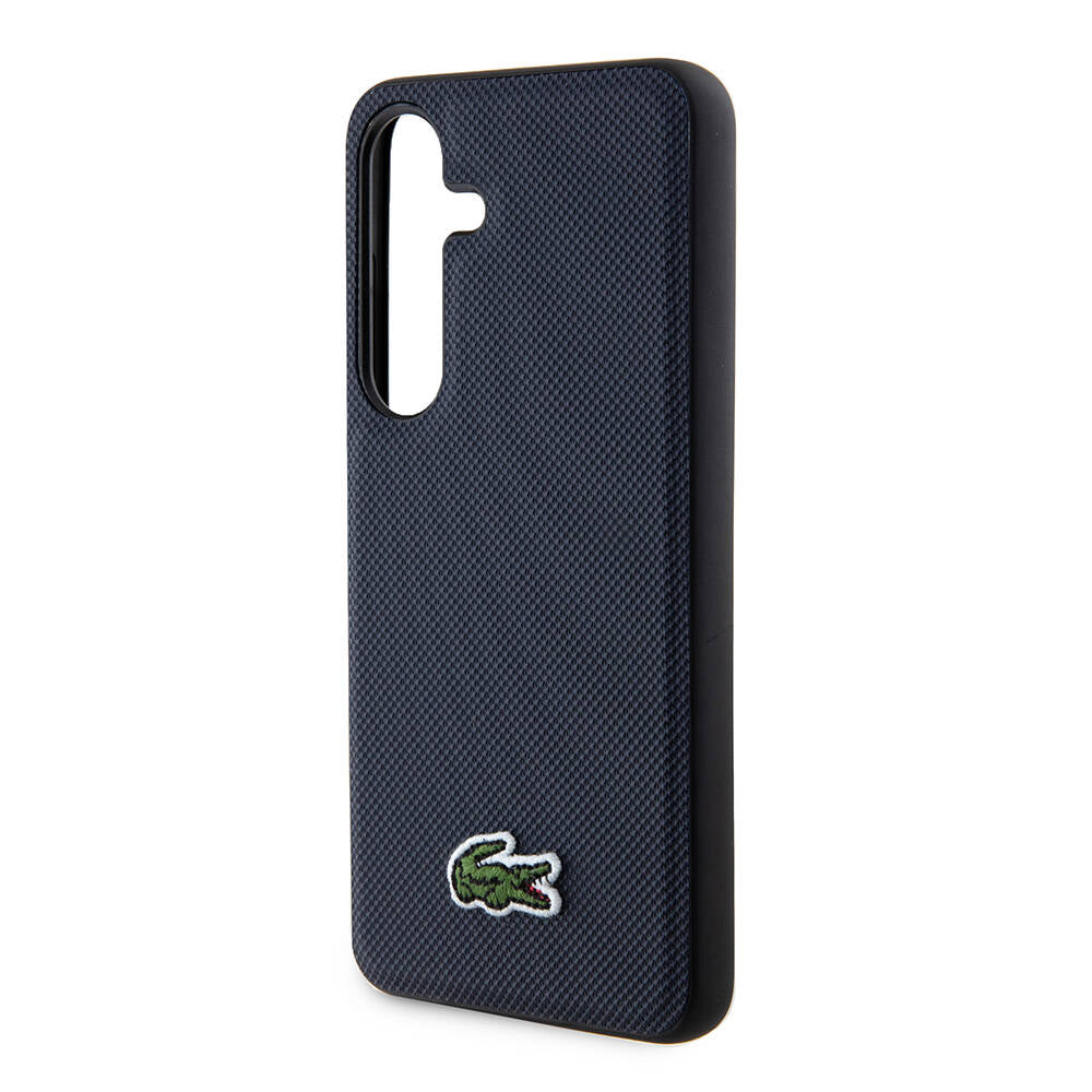 Galaxy S24 Kılıf Lacoste Orjinal Lisanslı PU Pike Desenli Arka Yüzey İkonik Timsah Dokuma Logolu Kapak Lacivert