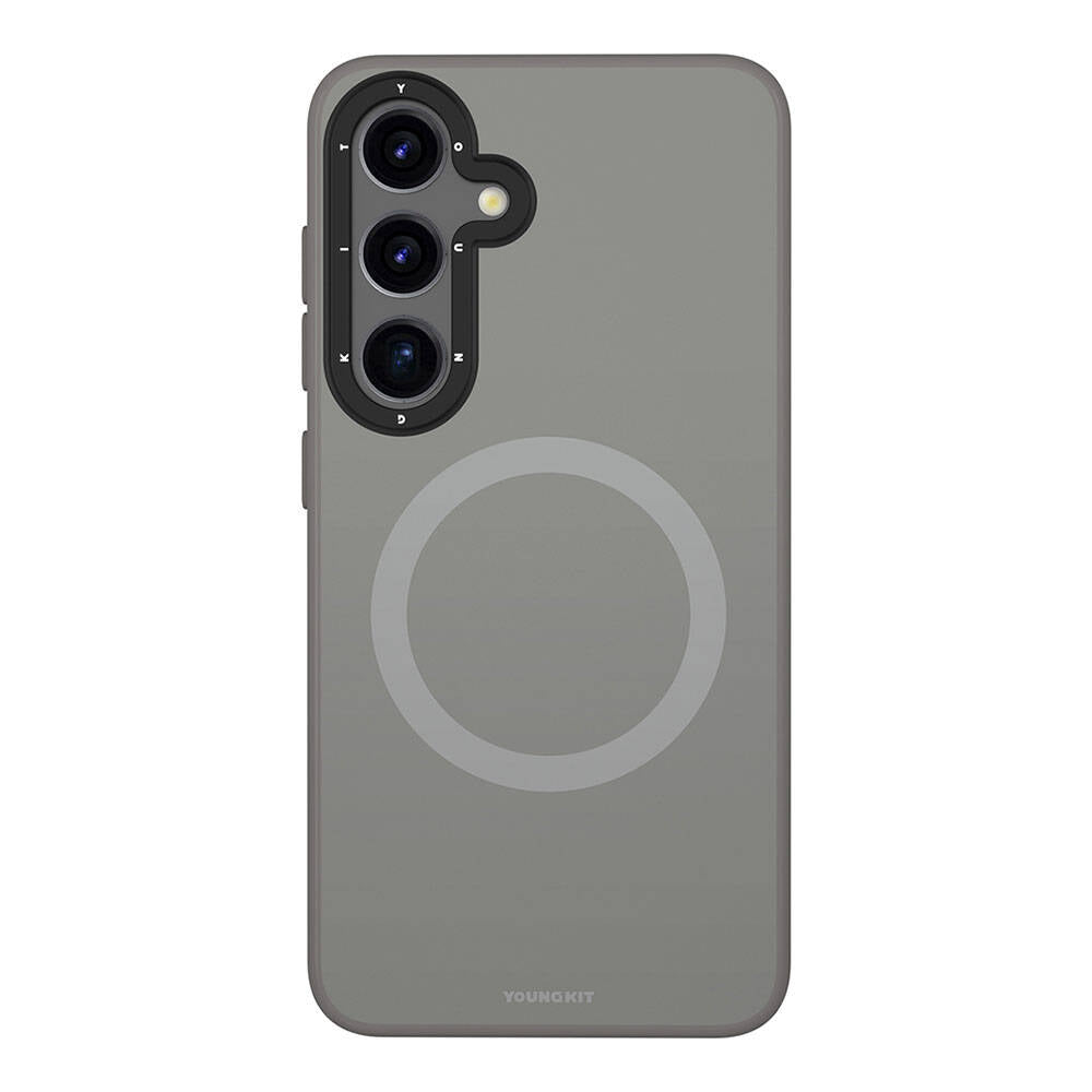 Galaxy S24 Kılıf M-safe Şarj Özellikli Çizilmeye Ve Aşınmaya Dayanıklı Youngkit Velvet Serisi Kapak Gri