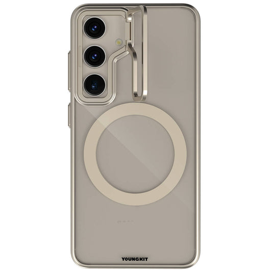 Galaxy S24 Kılıf M-safe Şarj Özellikli Sararma Önleyici Youngkit Crystal Grid Kapak Gold