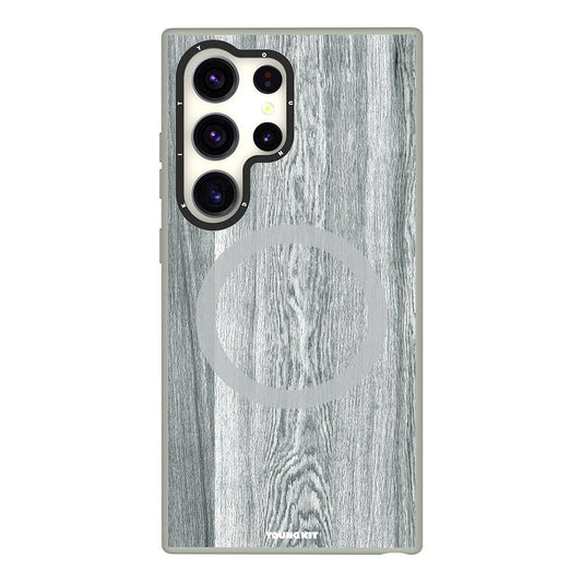Galaxy S24 Ultra Kılıf M-safe Şarj Özellikli Sararmaya Dayanıklı Youngkit Wood Forest Serisi Kapak Gri