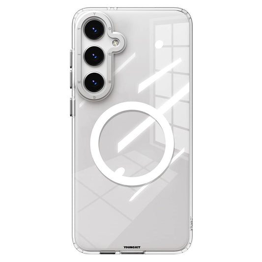Galaxy S24 Kılıf M-safe Şarj Özellikli Sararmaya Karşı Dayanıklı Youngkit Clear Crystal Serisi Kapak Gümüş