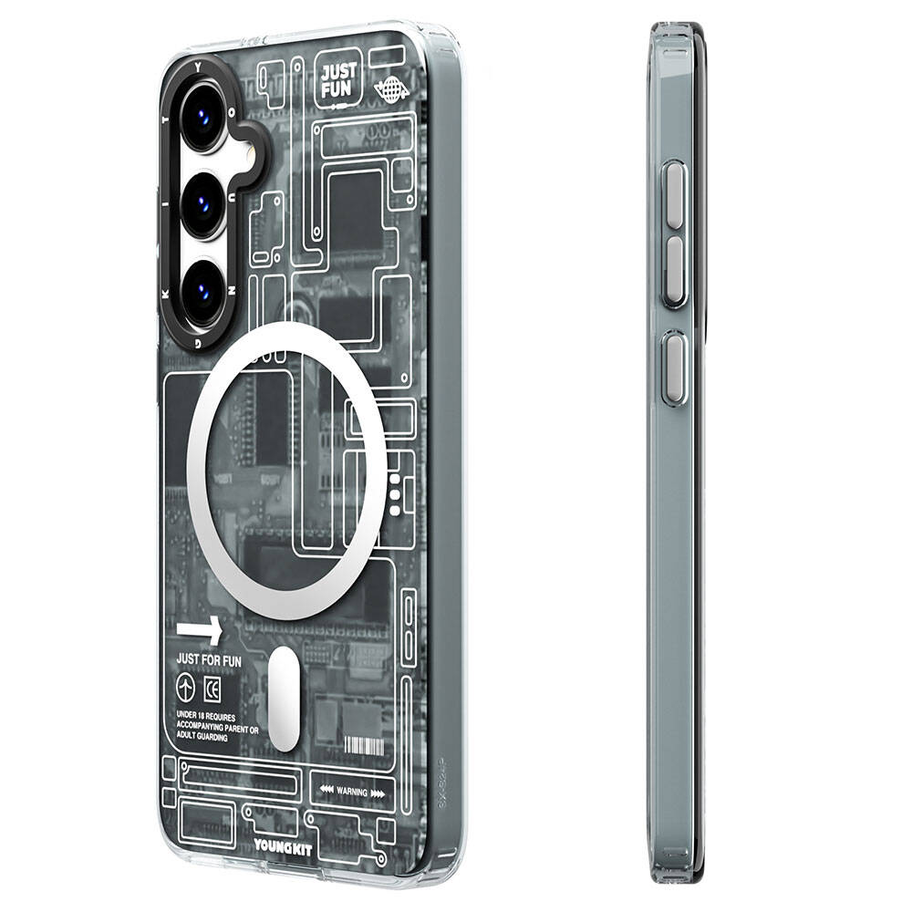 Galaxy S24 Kılıf M-safe Şarj Özellikli YoungKit Technology Serisi Kapak Siyah