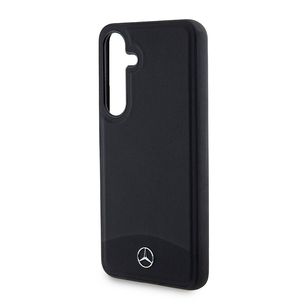 Galaxy S24 Kılıf Mercedes Benz Orjinal Lisanslı M-safe Şarj Özellikli Deri Dokumalı Sade Kapak Siyah