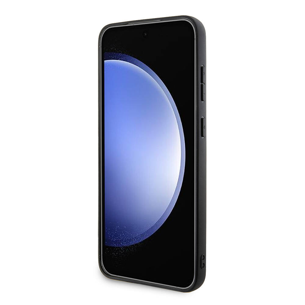 Galaxy S24 Plus Kılıf BMW Orjinal Lisanslı M Logolu Üç Renk Çizgili Delikli Detail Line Kapak Siyah