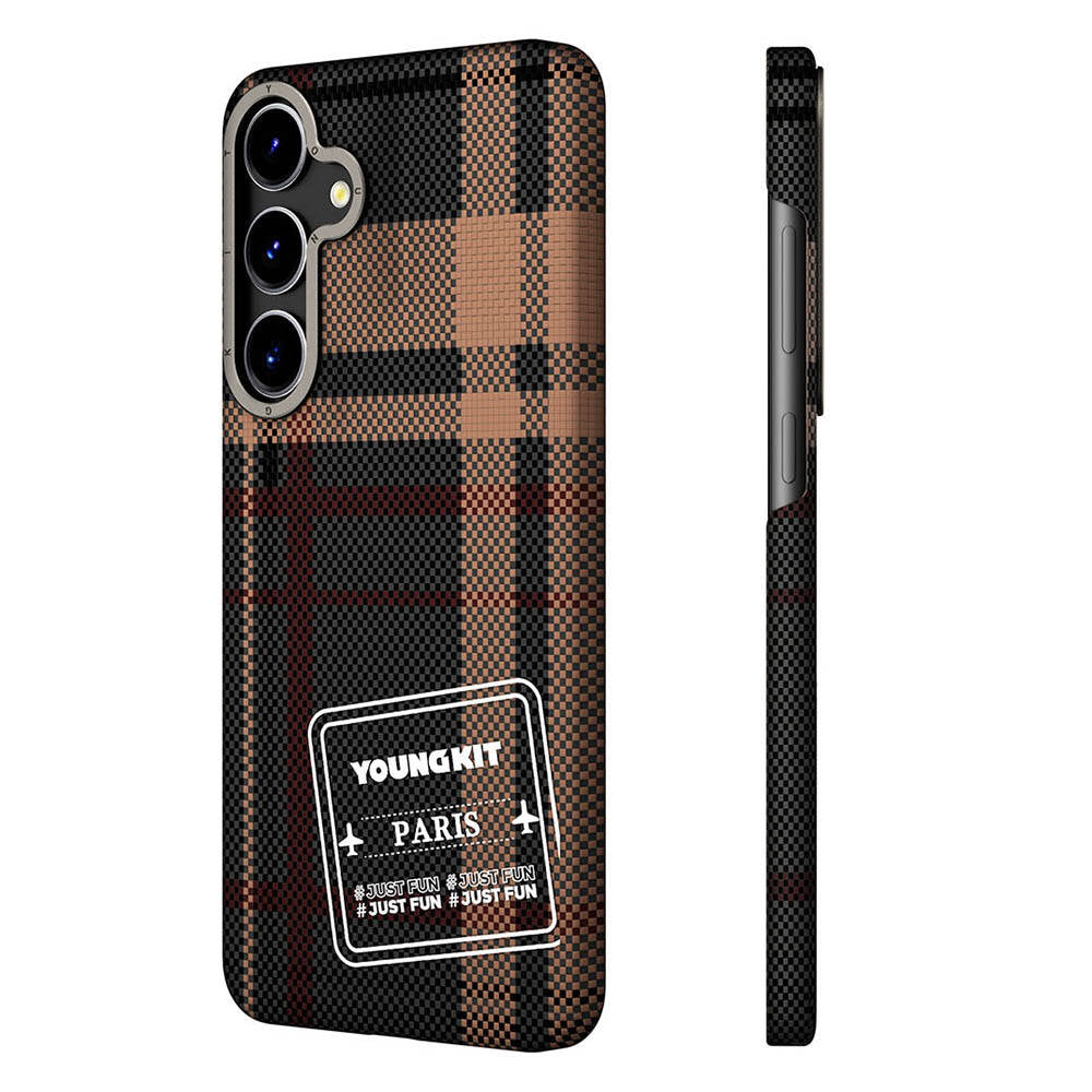 Galaxy S24 Plus Kılıf Ekose Desenli Youngkit Gezhi Serisi Kapak