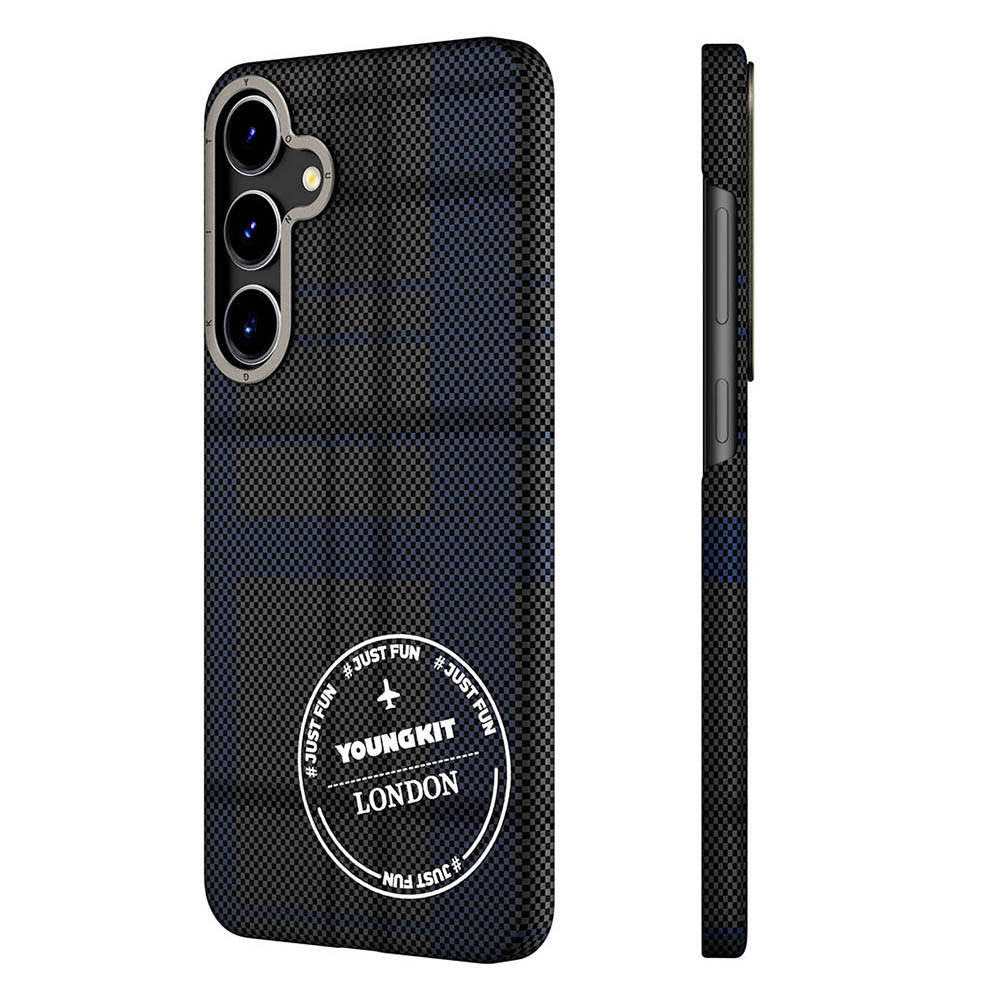 Galaxy S24 Plus Kılıf Ekose Desenli Youngkit Gezhi Serisi Kapak Kahverengi