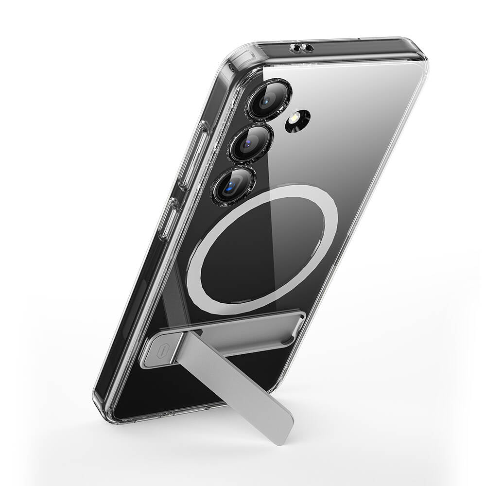 Galaxy S24 Plus Kılıf M-safe Şarj Özellikli Kamera Korumalı Standlı Wiwu KCC-025 Aurora Serisi Kapak Şeffaf