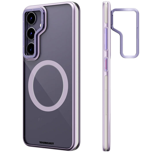 Galaxy S24 Plus Kılıf M-safe Şarj Özellikli Sararma Önleyici Youngkit Crystal Grid Kapak Mor