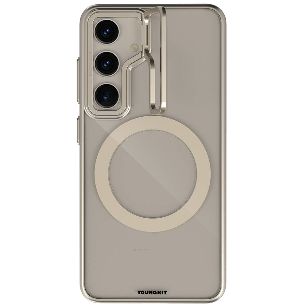 Galaxy S24 Plus Kılıf M-safe Şarj Özellikli Sararma Önleyici Youngkit Crystal Grid Kapak Gold